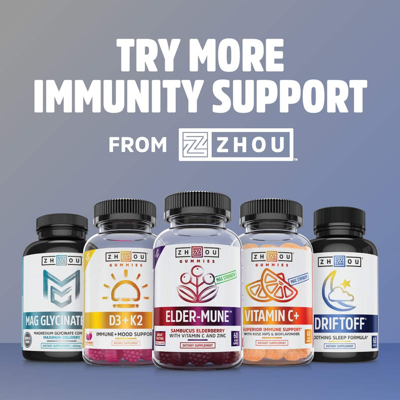Zhou Zinc Defender - Zinc Supplements for Men & Women - 60 Capsules | 30mg Per Serving for Immune Health and Mineral Support, Vitamin B6 Support, Pure Vegan Formula, Gluten Free Unflavored 60 Count (Pack of 1)
