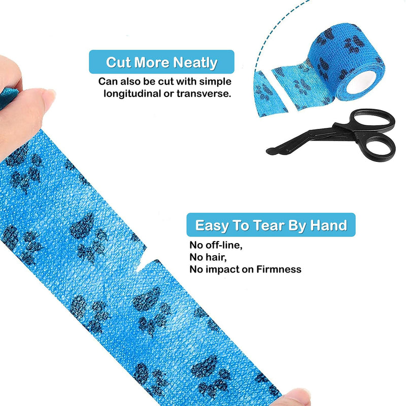 Self Adhesive Bandage Wrap, 9 Pcs 2 inch x 5 Yards, Self-Adhesive Non-Woven Tape, Pet Wrap for Dogs Horses Pet Animals for Wrist Healing Ankle Sprain and Swelling(2 Inch Claw) - BeesActive Australia