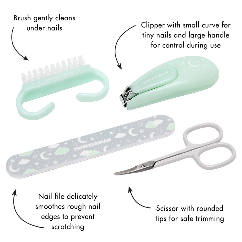 Tweezerman Baby Manicure Kit Includes Nail Clipper, Grooming Brush, Nail Trimming Scissors, and Nail File - BeesActive Australia