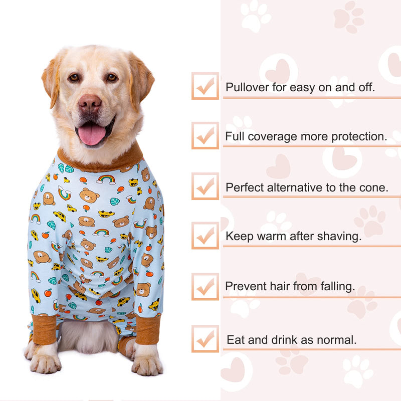 Yeapeeto Dog Recovery Onesie for Large and Medium Dogs Full Body Pajamas for Hair Loss Allergy Anti-Licking Wound Protection Cone Alternative (5XL, Bear) 5XL - BeesActive Australia