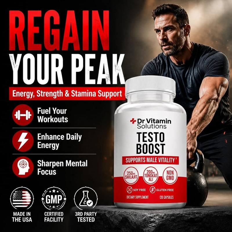 Testosterone Booster for Men - Tongkat Ali & Ashwagandha, 60 Day Supply | Shilajit 250mg, Fenugreek, Zinc, Vitamin D3, Boron - 120 Capsules, Energy Stamina Strength, Made in USA, Non-GMO 120 Count (Pack of 1)