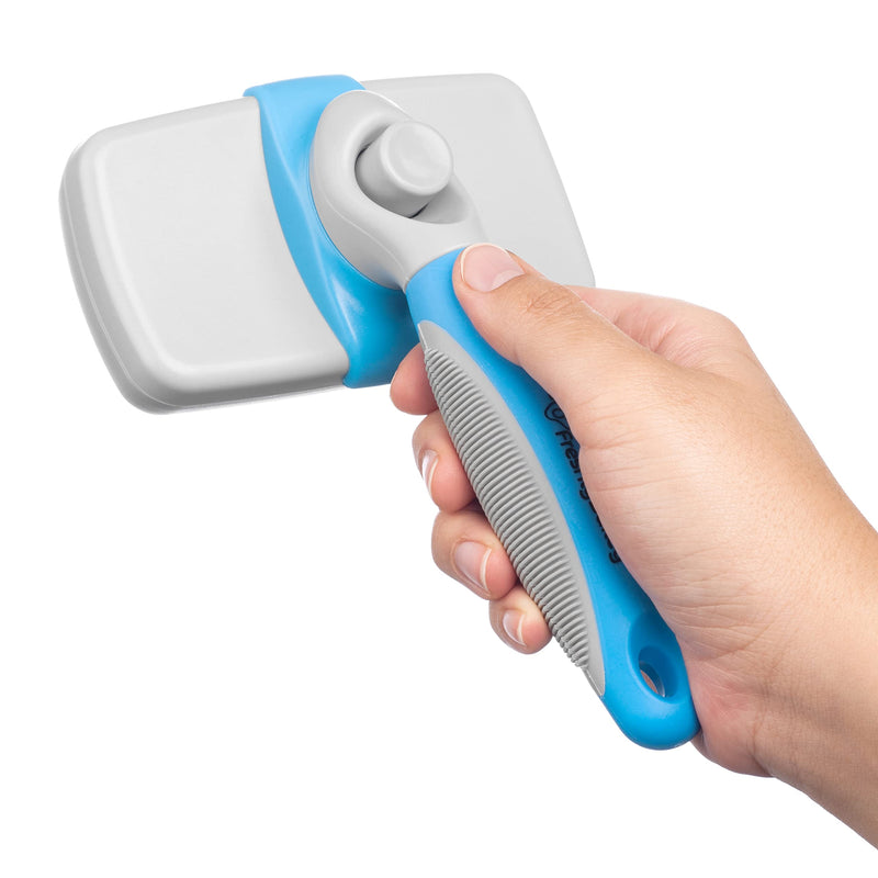 Self Cleaning Slicker Brush for Dogs and Cats - Hair Brush for Medium to Long-haired Pets - Effective, Comfortable, and Easy to Clean - White and Blue 1 Count (Pack of 1) - BeesActive Australia