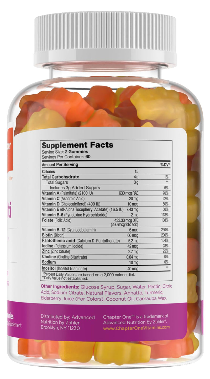 Zahler - Chapter One Kids Multivitamin Gummy with 13 Vitamins & Nutrients (120 Flavored Gummies) - Certified Kosher Kids Vitamins Including Vitamin C, D3, Zinc & More - Delicious Multivitamin Gummies 120 Count (Pack of 1)