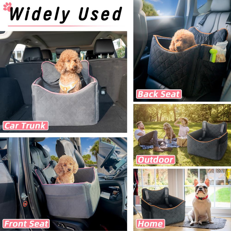Slideep Dog Car Seat, Small Medium Dogs Cats Pets Car Travel Bed with Storage Pockets and Safety Belts, Memory Foam Puppy Dog Booster Seat with Thick Cushion for Dogs Under 35lbs- Black - BeesActive Australia