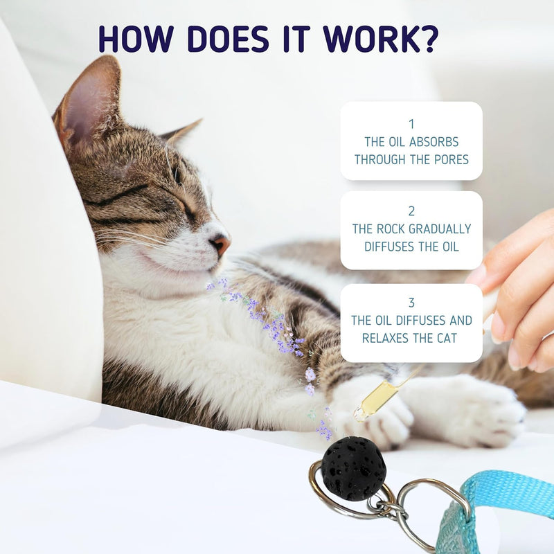 Natural Collar Anti Anxiety for Cats, Calming Collar for Indoor Cats, Stress and Anxiety Relief, Breakaway, Vet-Approved with Essential Oils (Lavender) Lavender