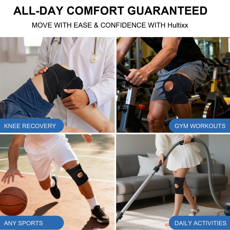 Plus Size Knee Brace for Women - Knee Pad for Working Out Running, Non-Slip, Dual Sides Stabilizers, Patella Gel Pads, Provide Support & Compression to Arthritic, Painful Knee, Meniscus Tear, ACL (Black, XL) Black X-Large - BeesActive Australia