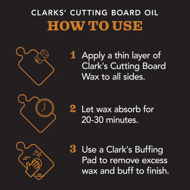 CLARK'S Cutting Board Oil And Wax Kit - All Natural Food Grade Mineral Oil - 2-Step Set To Restore And Preserve Your Boards Natural Beauty - Easy To Apply - 100% Natural Food Grade Ingredients Orange-Lemon (NEW) - BeesActive Australia