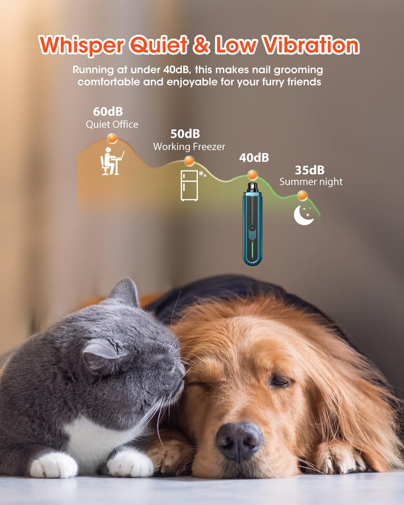 Super Powerful Dog Nail Trimmers, Dog Nail Clipper and Dog Nail Grinder Combo, Ultra Quiet, 3 Speeds, 4 Bright Lights, with Travel Lock, for Small, Meddium and Large Dogs, Cats, Small Animals Blue2 - BeesActive Australia