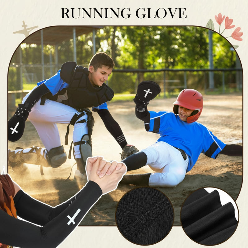 Geyoga Christian Sliding Mitt and Cross Arm Sleeve Sets Baseball Sport Set Religious Glove Sliding Mitt Cooling Arm Sleeves Philippians 4:13 - BeesActive Australia