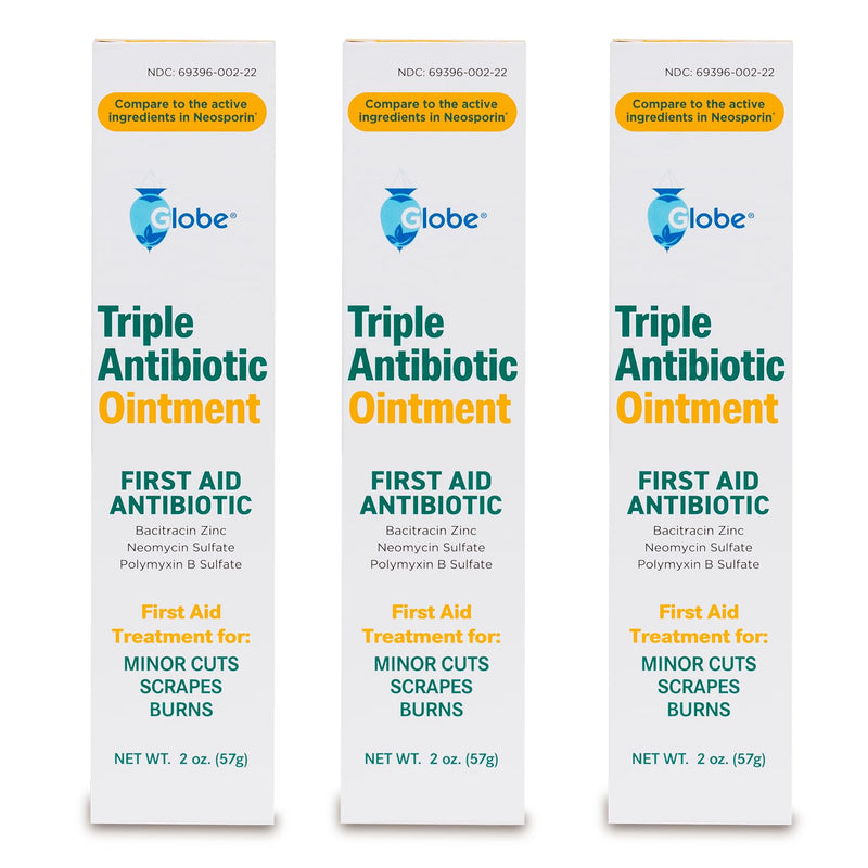 Globe (3 Pack) (2 oz) Triple Antibiotic First Aid Antibiotic Ointment, 24-Hour Infection Protection, Wound Care Treatment for Minor Scrapes, Burns and Cuts (Total 6 oz) - BeesActive Australia