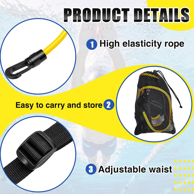 Outus Stationary Swim Trainer Swim Training Belt with 2 Bungee Cords, 2 Adjustable Buckle Straps, Mesh Storage Bag, Swimming in Place Harness for Swimming Pool Aquatic Resistance Water Exercise - BeesActive Australia
