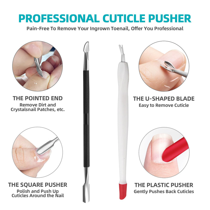 Cuticle Trimmer with Cuticle Pusher, RONAVO Cuticle Remover Stainless Steel Professional Cuticle Nipper, Durable Pedicure Manicure Tools (Matte Black) Matte Black