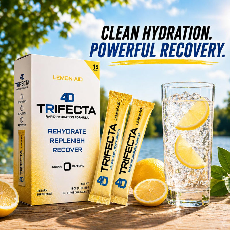 4D Trifecta Hydration + Recovery Drink Mix | Electrolytes + BCAAs + Vitamins | Sugar-Free | 15 Stick Packs