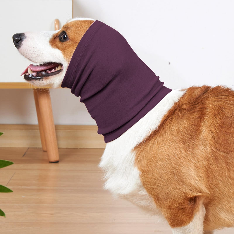 No Shake Ear Wraps for Dogs,Soft Dog Calming Hoodie Dog Ear Cover Ear Muffs for Anxiety,Grooming,Bathing,Swim,Noise Protection Quiet Ear for Dogs,Purple M Medium Purple