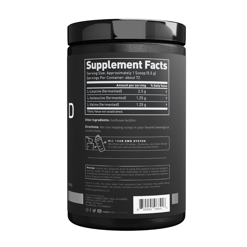 BCAA Powder, Kaged BCAAs Amino Acids, Fermented, Plant Based & Vegan Friendly Branched Chain Amino Acid, 5g BCAA Unflavored, Amino Acid Supplements for Men, 72 Servings