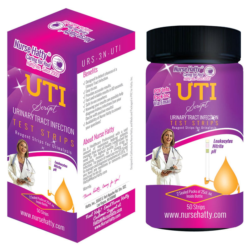 Nurse Hatty - UTI Test Strips 50ct. (2 Sealed Packs of 25ct. per Barrel) Professional Grade Urinary Tract Infection Test Strips - Urinalysis Test to Analyze Leukocytes, Nitrite & pH - BeesActive Australia