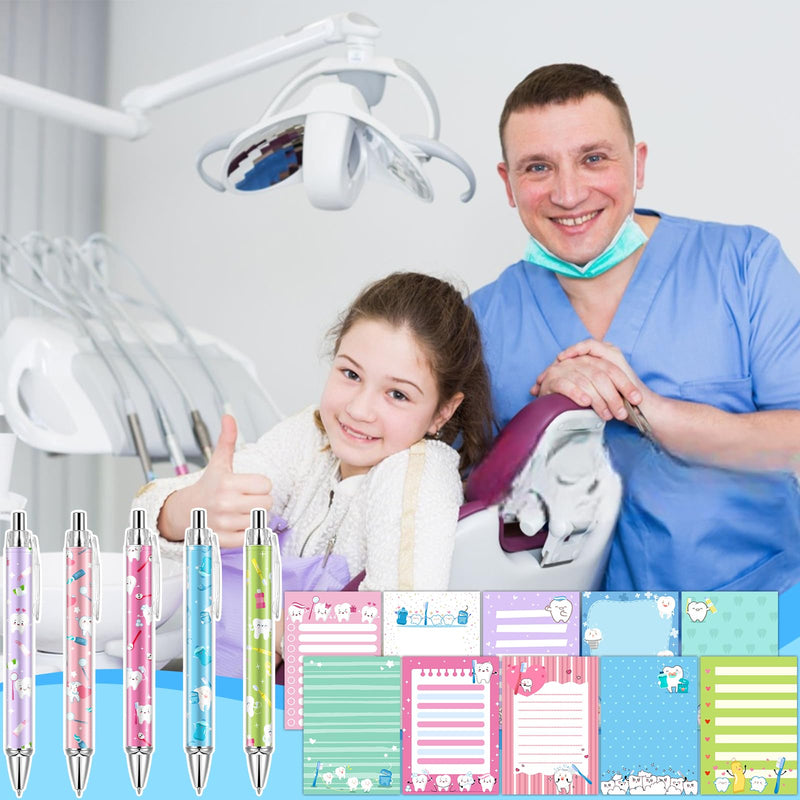 60Pcs Dental Pens and Notepad Set Dental Assistants Accessories Tooth Sticky Notes Teeth Ballpoint Pens Removable Memo Pads Dental Hygienist Gifts for Women Coworker Doctor Nurse Office Supplies - BeesActive Australia