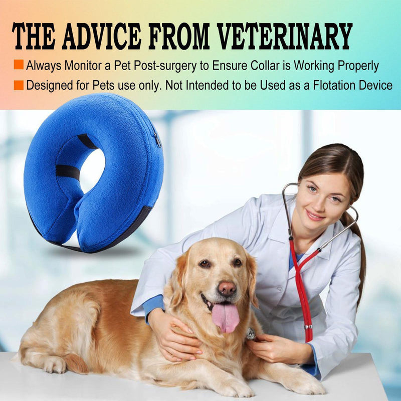 Dinghaole Inflatable Dog & Cat Neck Brace, Soft Nylon Pet Collar, Leak Protection for Dogs Recovering from Surgery or Wounds (Medium - Blue) - BeesActive Australia