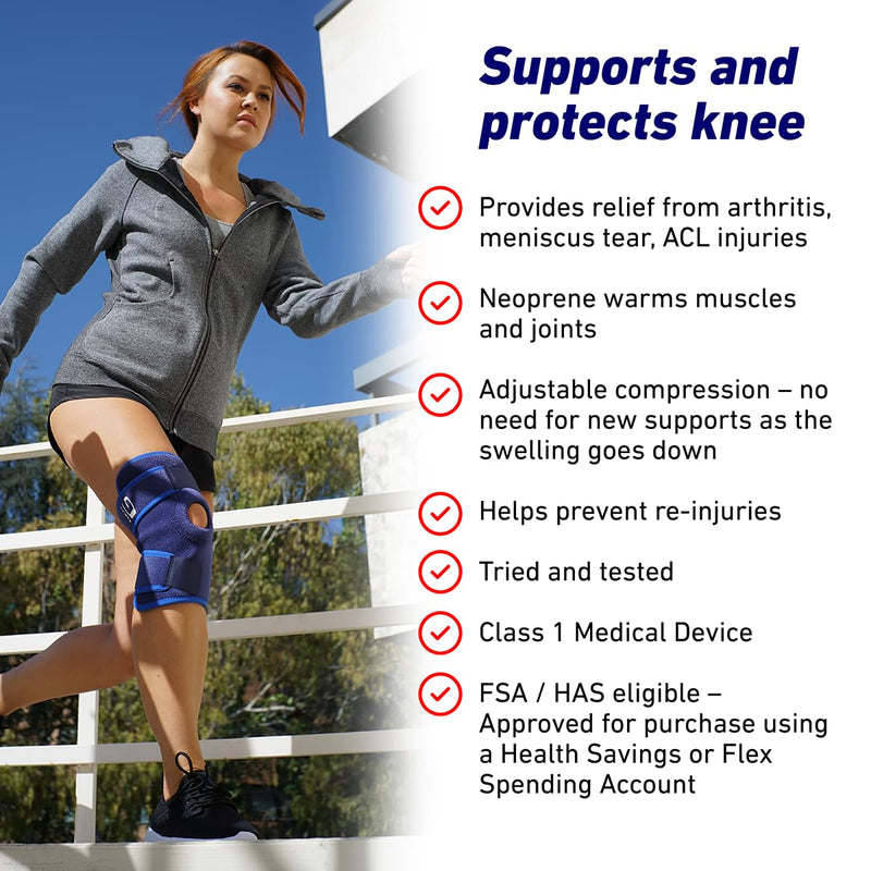 Neo-G Knee Support, Open Patella – Knee Support for Knee Pain Arthritis, Joint Pain Relief, Meniscus tear, runners knee, patella injuries – Knee support for women and men - Adjustable Compression - BeesActive Australia