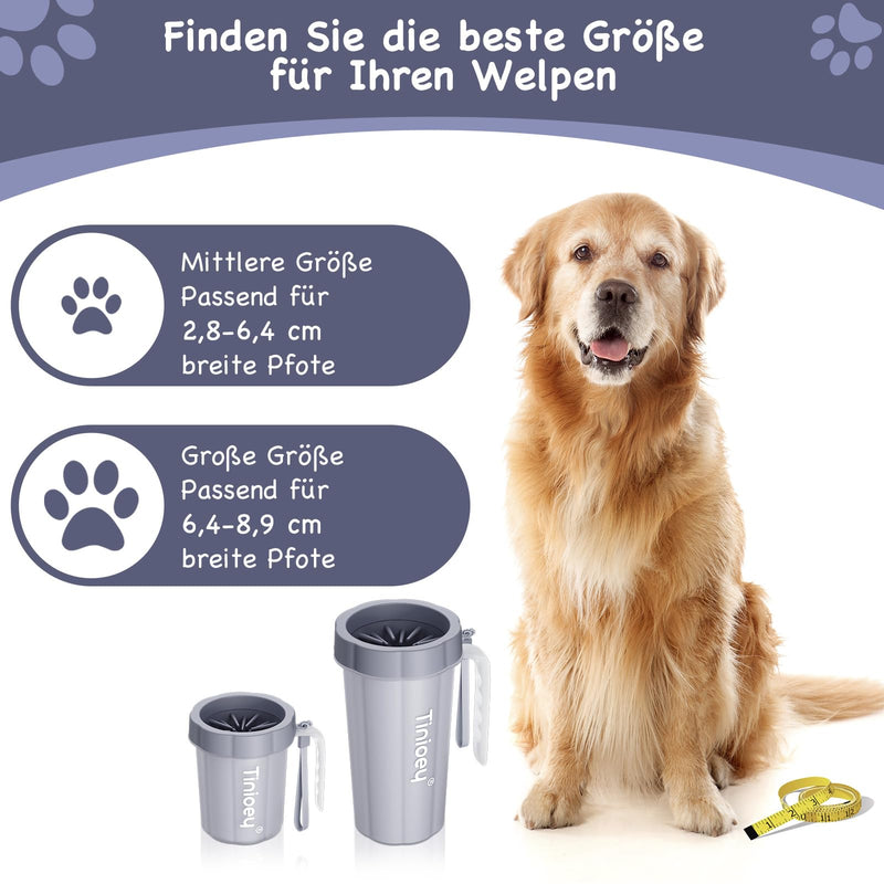 Tinioey Paw Cleaner for Dogs with Handle | Incl. 4 dog towels and bath brush | Dog paw cleaner | Dog paw cleaner | Dog Accessories for Medium Small Dogs | Dog Things (Gray) Medium with Gray Handle - BeesActive Australia