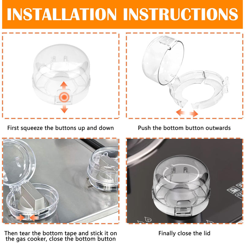 5-Pack Stove Knob Safety Covers,Upgraded Press Gas Stove Knob Locks,Durable Design Childproof Knob Locks for Babies and Pets, Sticky and Easy to Install,Transparent Transparent 5packs