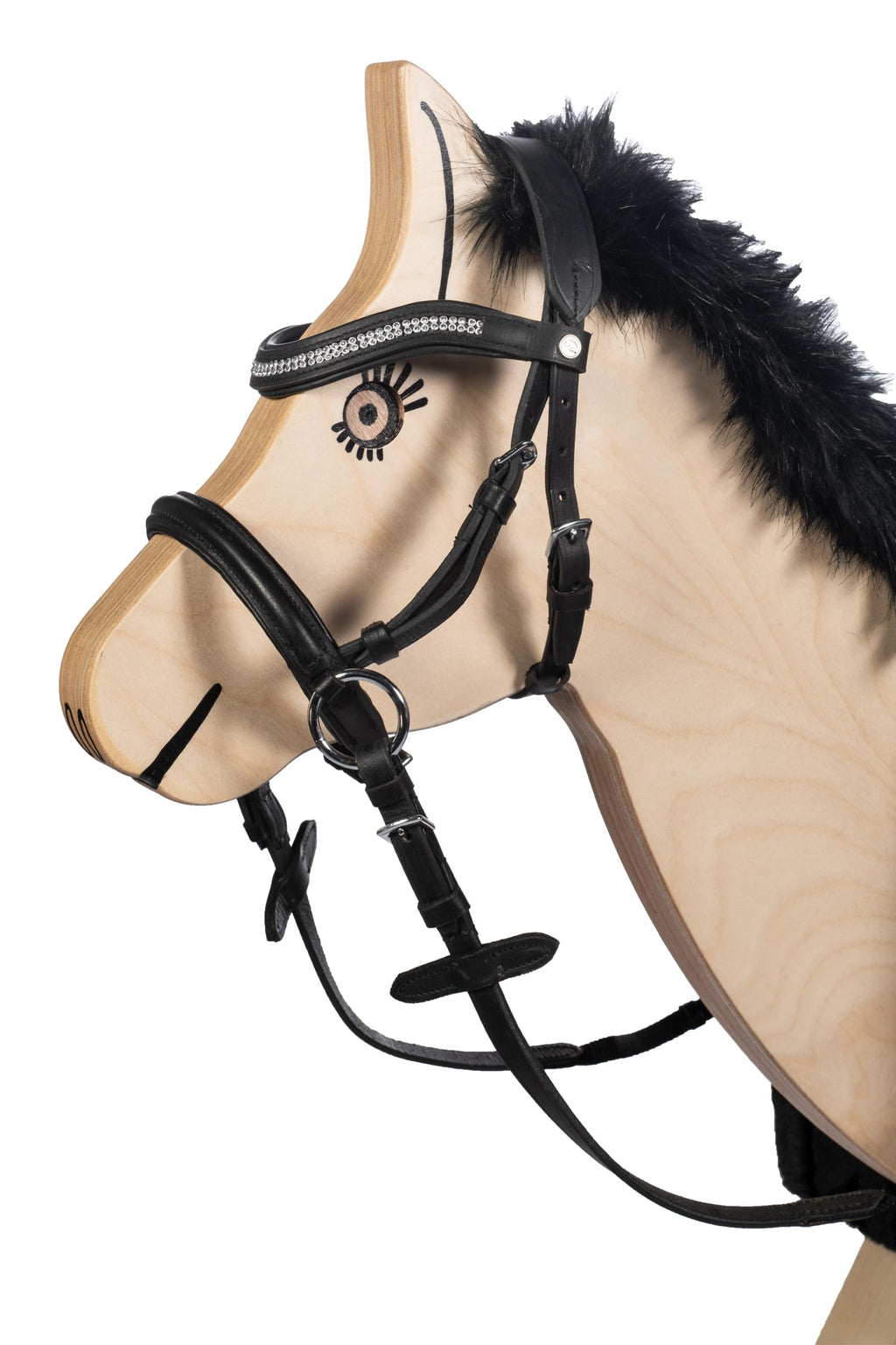 HKM 9209 Bitless Bridle Funny Horses - Toy Bridle Wooden Horses Black, Shetty Single