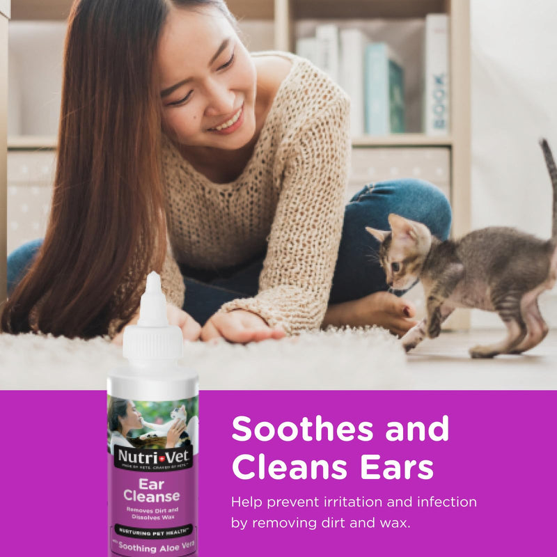 Nutri-Vet Ear Cleanser for Cats - Cleans and Deodorizes with Gentle Ingredients - Itch & Infection Relief - 4 Ounces 4 Ounce