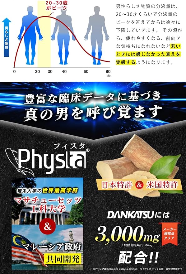 DANKATSU Men's Supplement [Cross Gain Physta, Astragin, Bioperine, Krachaidam, Arginine, Supplement containing 3 patented ingredients] Made in Japan, 180 tablets (approximately 30 days' worth) (1 bag) - BeesActive Australia