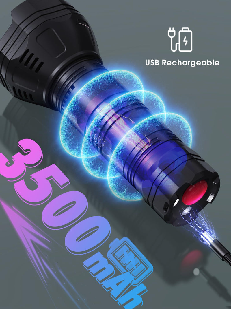 Mesqool UV Flashlight Rechargeable, 51 LED 365nm & 395nm Dual UV Blacklight Flashlight for Cat, Dog, Pet Urine Detector, Resin Curing, Dry Stains, Bed Bug, Scorpion Finder (Built in Battery) - BeesActive Australia