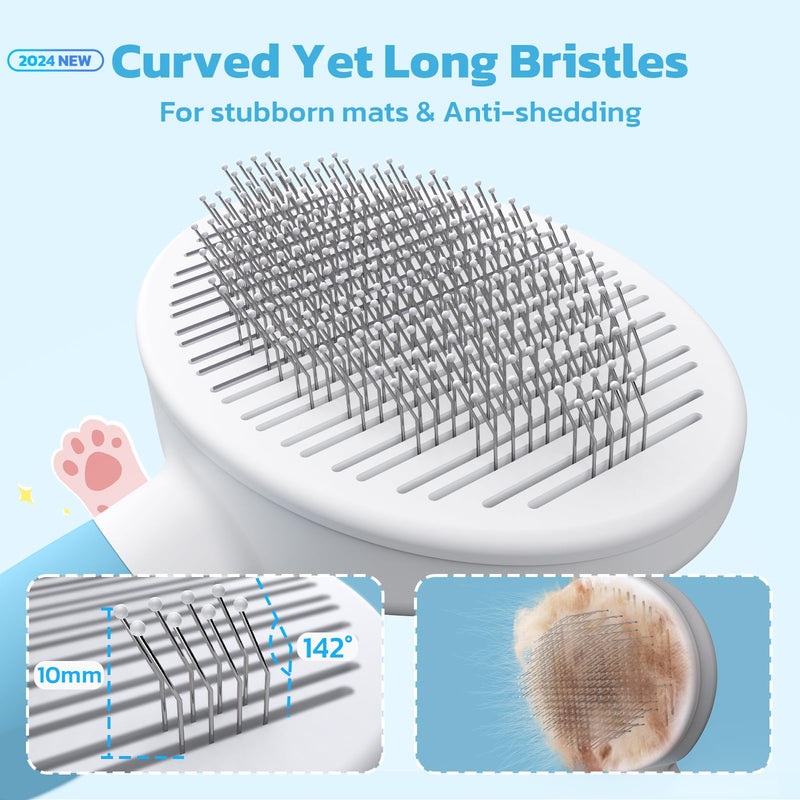 Zivacate Cat Brush Dog Brush [Ergonomic Handle & One-Click Cleaning] Tool for Short & Long Haired Dogs/Cats/Rabbits, Undercoat Brush (Blue Lake) Light Blue - BeesActive Australia
