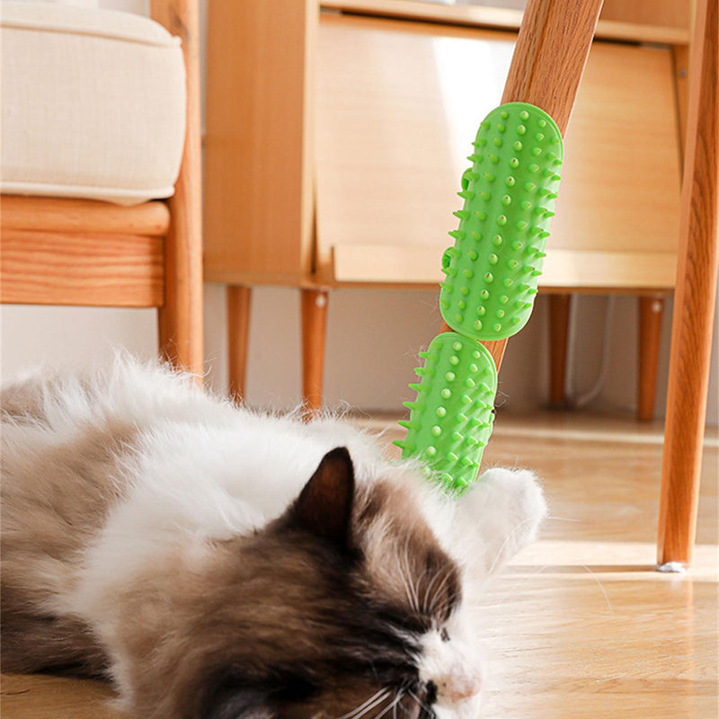 Cats Wall Corner Groomer Scratcher Comb for Boredom Cats Self Face Groomer Furniture Protective Table Leg Massage Brush Yellow - BeesActive Australia