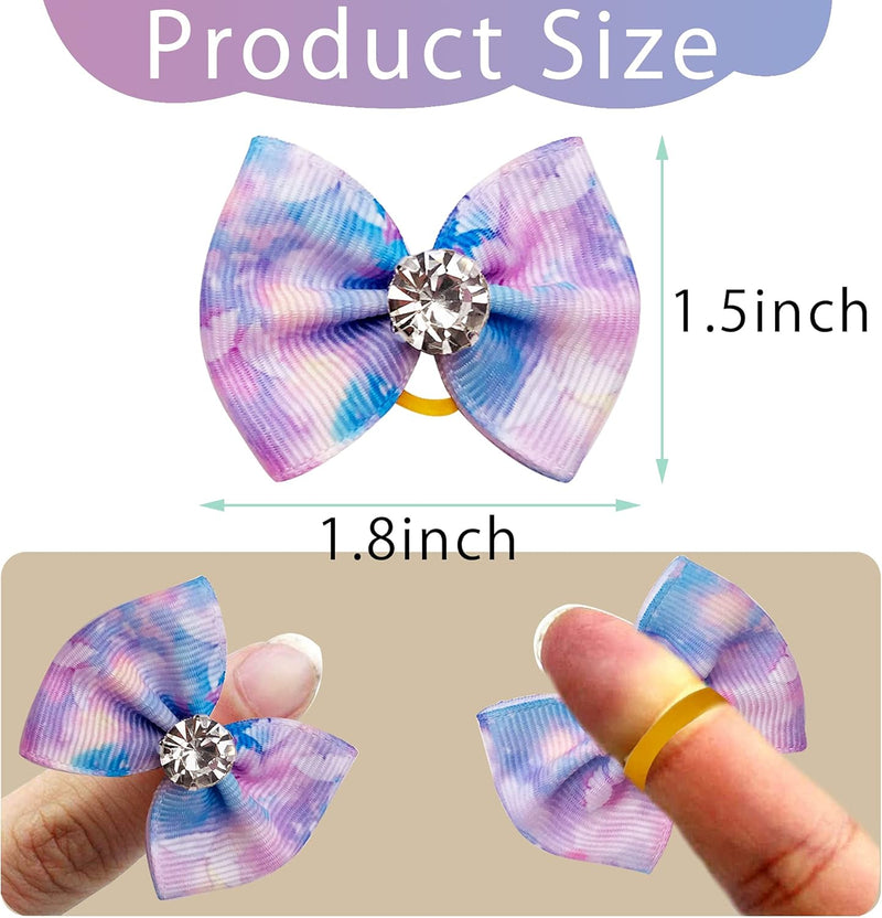 30PCS/15PAIRS Valentine's Day Dog Hair Bows with Rubber Bands Bowknot Top Knot Elastic Pink Red for Doggy Puppy Poodle Grooming Accessories Valentine's Day 30PCS - BeesActive Australia