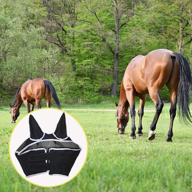 Glamifyr Fly Mask Horse Fly Mask Horse Warmblood Fly Hood Horse Velcro Adjustment Horse Fly Mask Fly Mask Cold Blood Fly Mask Horse Cold Blood Ear Protection Breathable (L) L - BeesActive Australia