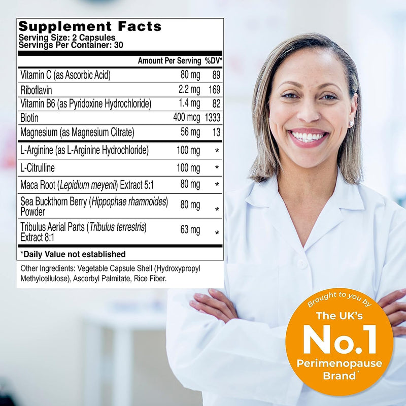Health & Her Intimacy+ Desire Supplement for Women, Vegan, 30 Day Supply | Daily supplement with Maca Root, Tribulus Terrestris, Sea Buckthorn, L-Arginine & B vitamins; Gluten-free; 60 Tablets