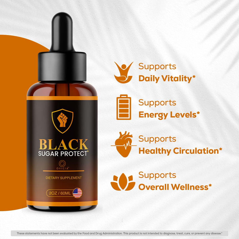 Black Sugar Protect Drops - BlackSugar Protect Premium Liquid Drops All Natural Advanced Formula, BlackSugarProtect Support Vitamins for Overall Health & Wellness, 1 Bottle for 1 Month