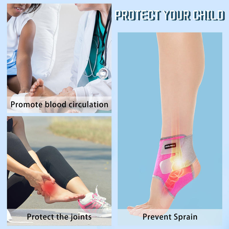 Kids/Youth Ankle Brace, Adjustable Breathable Ankle Support Plantar Fasciitis Compression Sleeve Foot Brace Heel Protector Wrap for Protection Tendonitis & Sprain Ankle Pain Relief（Rose,S Small Rose - BeesActive Australia