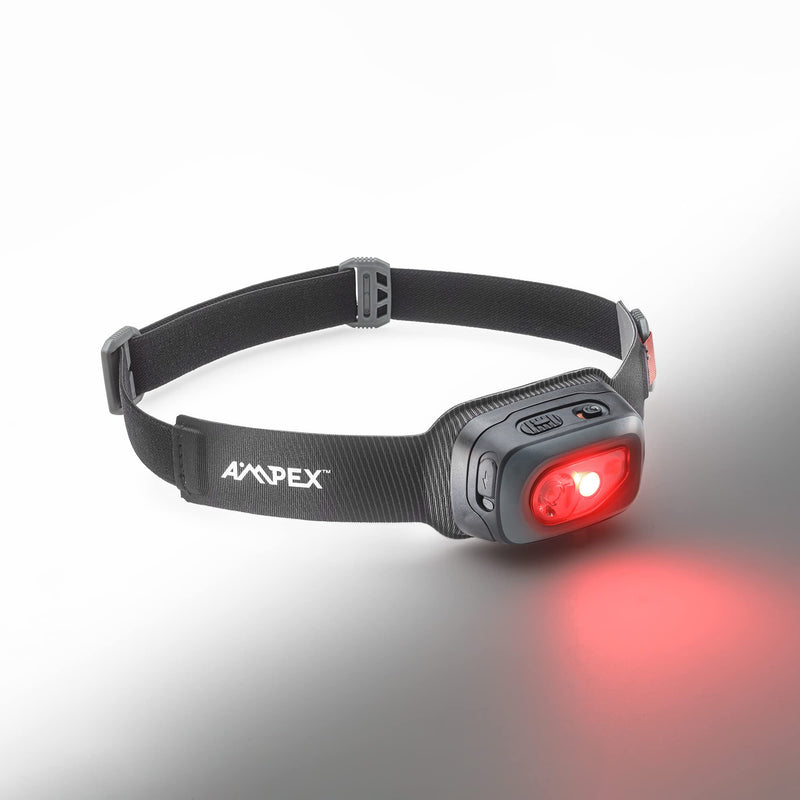 AMPEX Head Lamp - Comfortable, Waterproof Headlamp Rechargeable with Bright LED, 85h Runtime, Red Mode - Outdoor Use, Hiking, Backpacking - 300 Lumens 300L Rechargeable Headlamp
