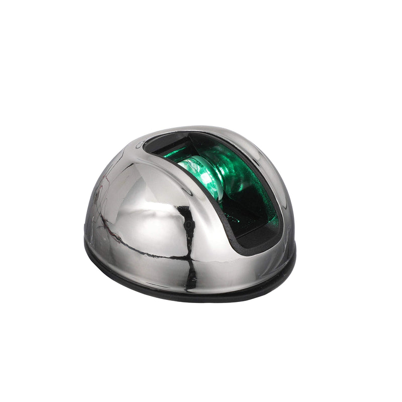 Attwood NV3012SSG-7 LightArmor™ 2-Mile Vertical Surface Mount Navigation Light, Green LED Lighting, Round Stainless Housing Green (Starboard) One size Vertical Mount - Stainless Steel