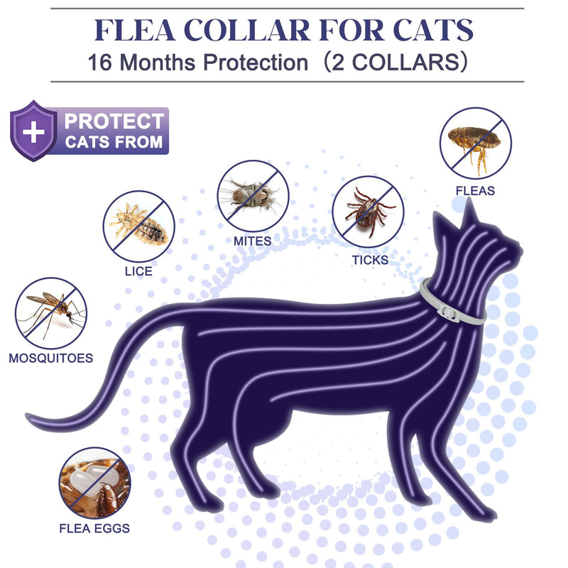 Glovv Effective Flea Collar for Cats, Tick and Flea Control for Cats Provides Up to 16 Months, Comfortable Flea and Tick Prevention Collars for Cats (2 Pack) - BeesActive Australia