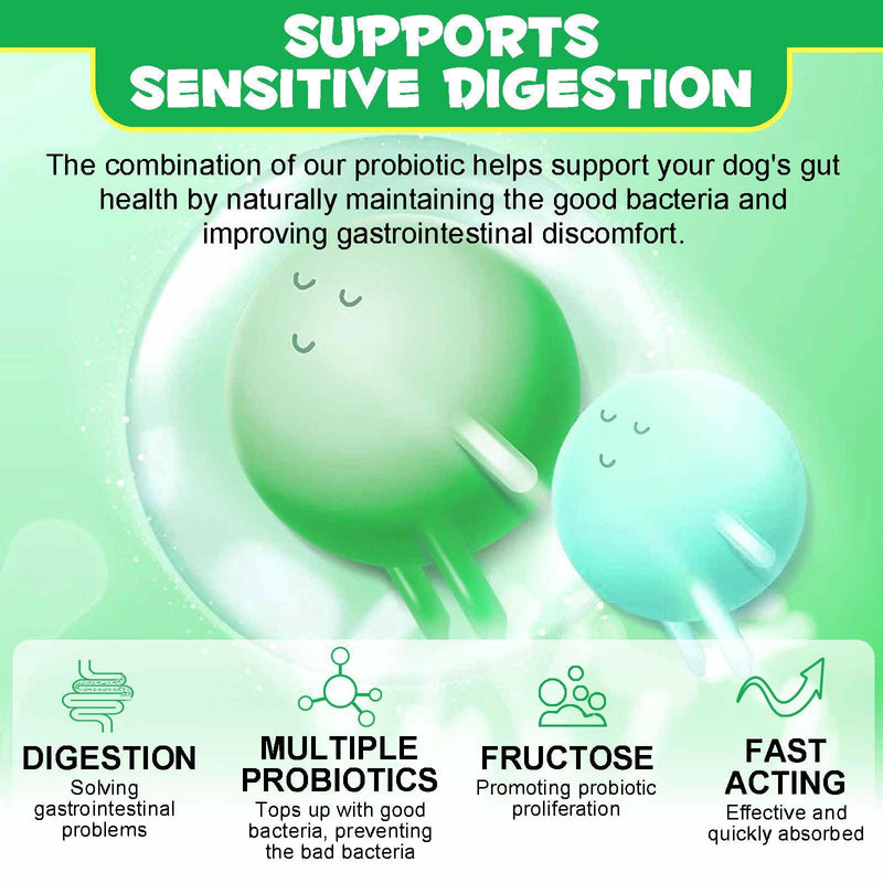 Probiotics for Dogs, 120 Chews Dog Probiotics Treats, Digestive Treats Dogs and Digestive Enzymes, Dog Digestive Health Gut, Immune Bowel Support, Reduce Diarrhea, Gas, Itchy Relief