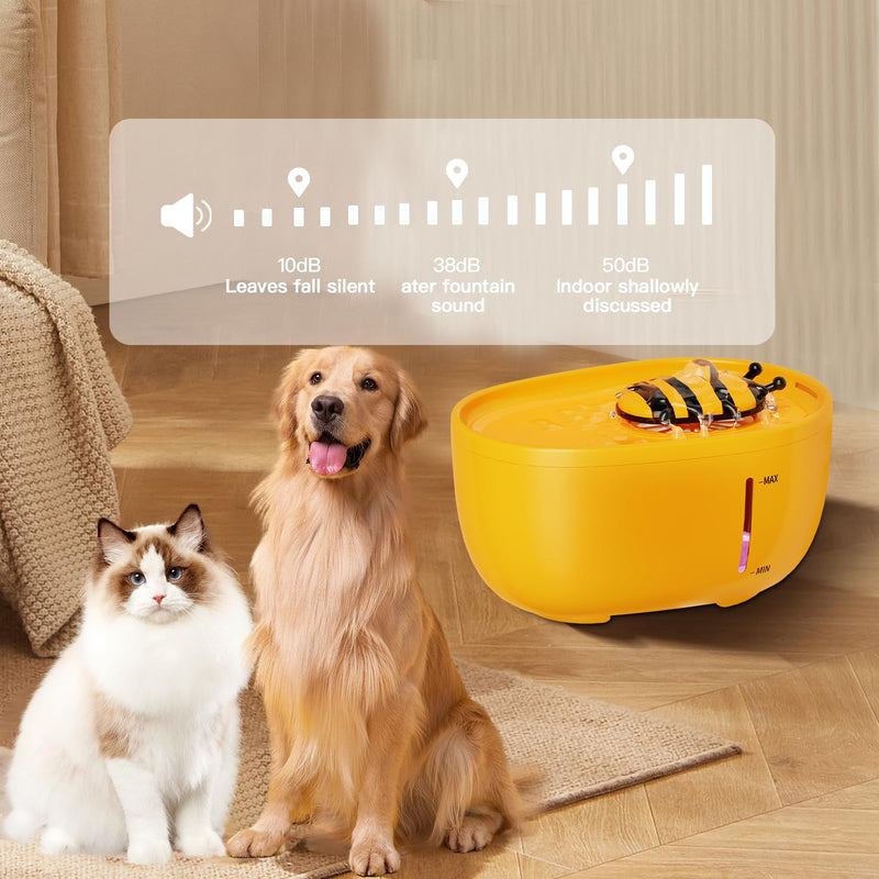 Cat water68oz/2L Cat Water Dispenser -Cat Pet Water Dispenser- Automatic Cat Water Dispenser Bowl -Cat Feeding and Drinking Supplies- Water Level Window-Ultra Quiet Water Dispenser(Yellow) Black HM-01 - BeesActive Australia