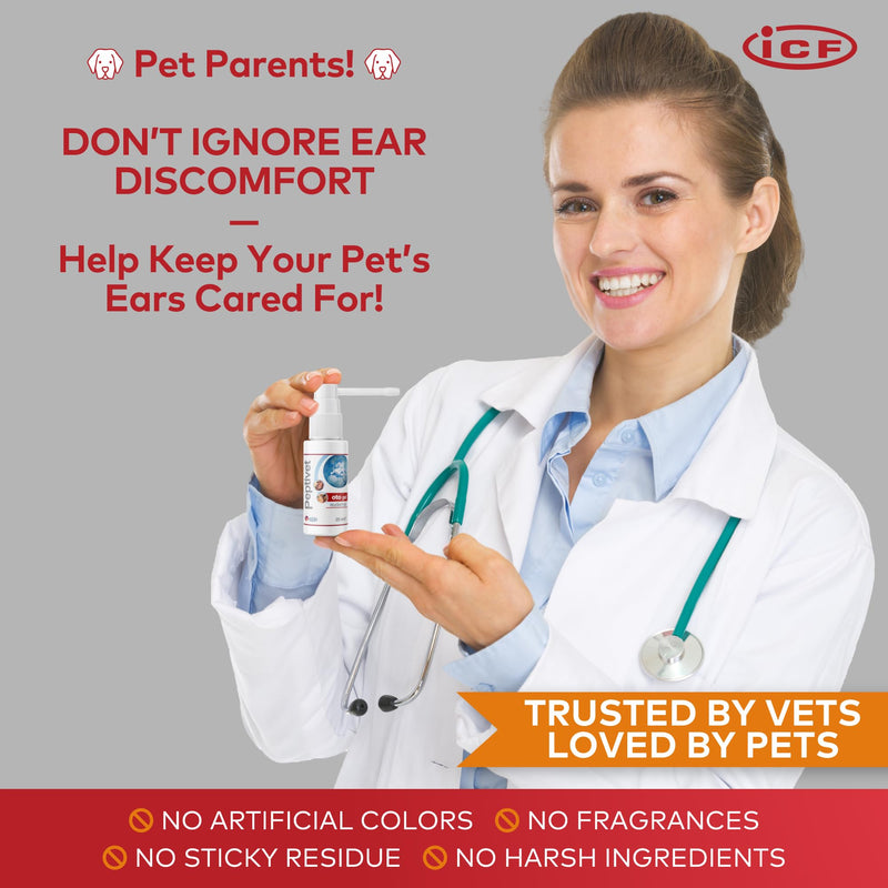 ICF | Peptivet OTO Gel Ear Cleaner Gel for Dogs & Cats | Antibacterial Anti-fungal Yeast Management | Red Itchy Skin Relief | Easy to Use | 25 ml
