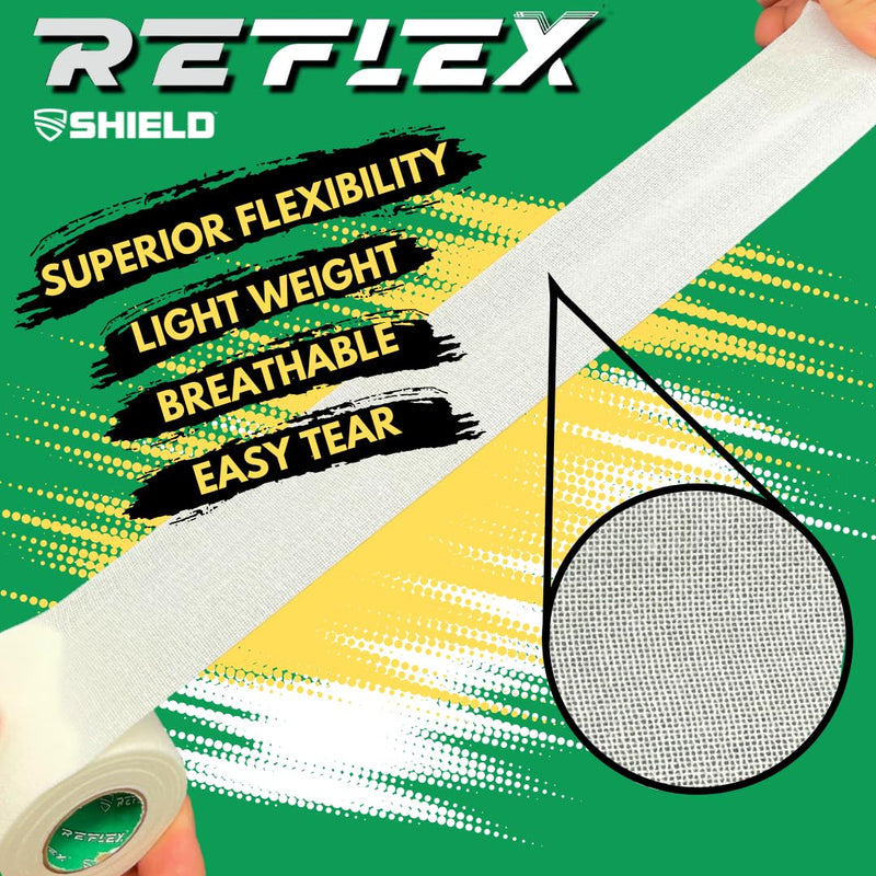 Shield Cleat Spatting Tape | Stretch Athletic Tape, Ankle Tape, Tear by Hand, Made in USA, Thin, Flexible, Elastic Sports, Spatting, Football, 6 Pack 2 Inch Arctic White - BeesActive Australia