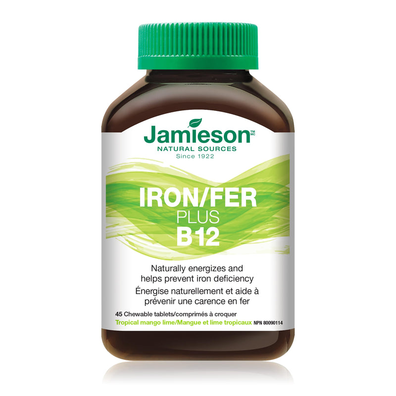 Jamieson Iron + Vitamin B12, 45 chewable tabs