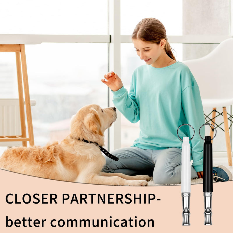 2-piece dog whistle Rütter recall, silent dog whistle high frequency silent, training aids for dogs whistles, dog training dog whistles, aid whistle dog recall, ultrasonic dog whistle (3A) black + white - BeesActive Australia