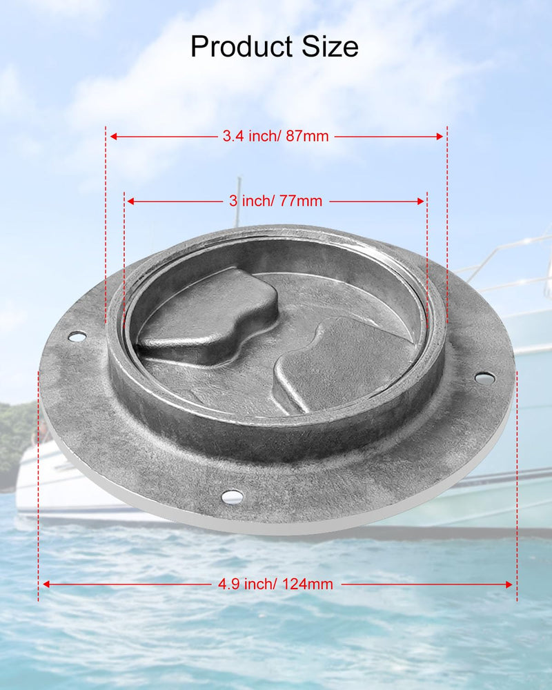 Round Boat Hatch Cover Used for Inspection Hatch Cap, Non Slip Detachable Cover for Marine Boat Yacht Black Boat Hatch 3'' 316 Stainless Steel