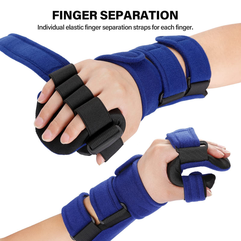 Stroke Resting Hand Splint Right&Left Resting Hand Splint with Finger Separator Functional Night Immobilizer Wrist Finger Brace for Carpel Tunnel Pain,Sprain Fracture,Tendonitis (Left,Blue) Left,Blue