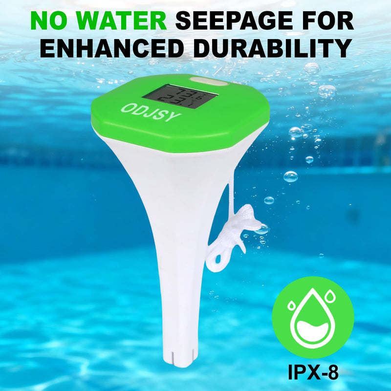 Pool Thermometer, Digital Water Temperature Tester with LCD Display for Swimming Pools, Spas, Hot Tubs & Aquariums (Blue/Green) Green