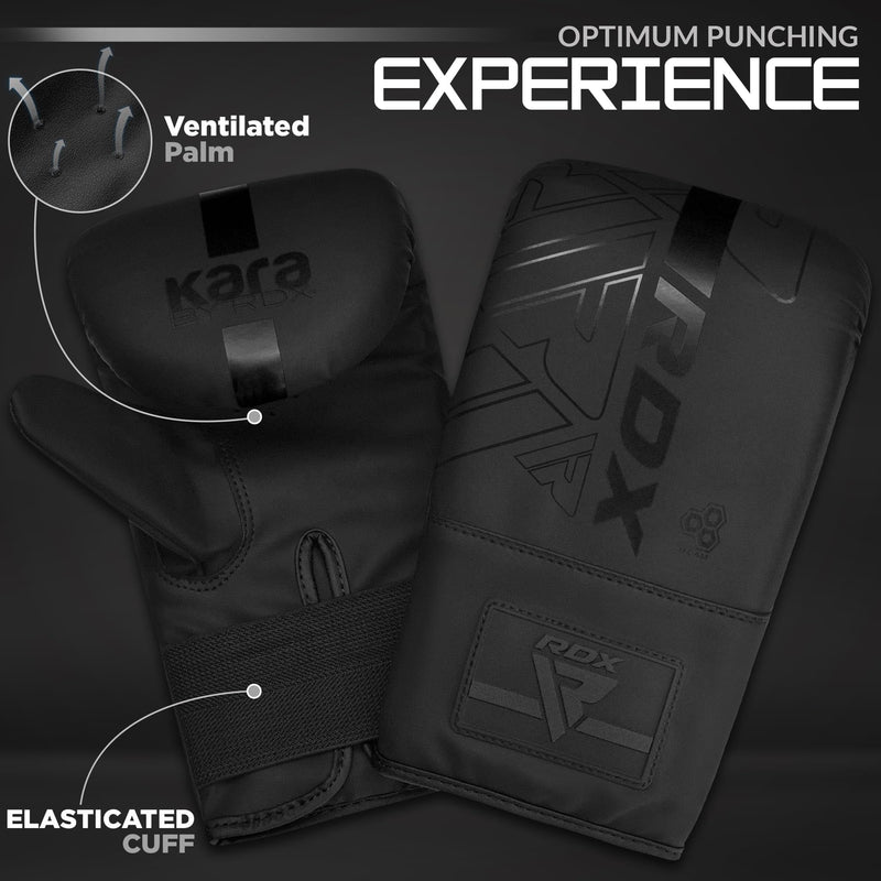 RDX Bag Gloves Boxing Punching Mitts, Maya Hide Leather, Padding, Ventilated Palm, MMA Heavy Punch Training, Muay Thai Kickboxing Focus Pads Double End Speed Ball Workout, Adult Men Women Black