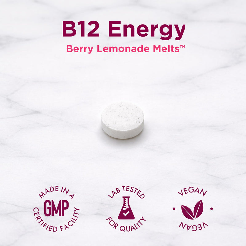 Purity Products B-12 Energy Berry w/Super Fruits Methylcobalamin B12 | Vitamins B6, D3, Folic Acid and Biotin - High Absorption MecobalActive B 12-30 - Berry Lemonade Melting Tablets 1